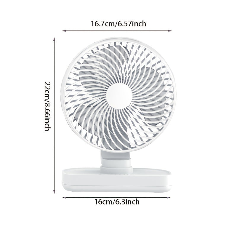 Portable Rechargeable Desktop Fan, Long Lasting Battery Auto Oscillating Fan, Up & Down Angle Adjustable, Compact Quiet Mini Fan Ideal for Dormitory Office