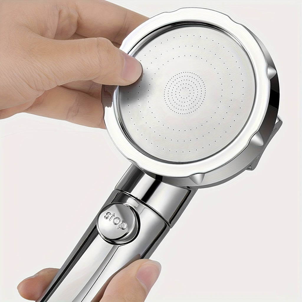 High Pressure Handheld Shower Head Set with Pause Function - 3 Spray Modes, Adjustable Angle Holder & Hose, Detachable, Perfect Bathroom Accessory - Polished Finish