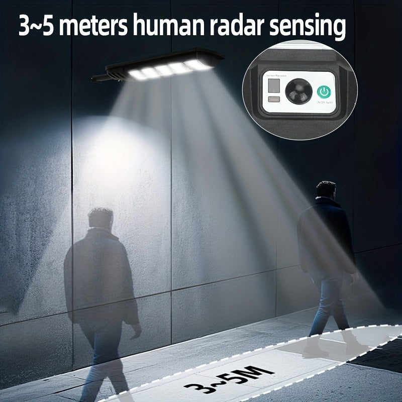 Extra Large, High Brightness Solar LED Street Light / Searchlight, with Remote Control, 4500mAh Smart Light Control 3 Lighting Modes Dusk to Dawn, Perfect for Courtyard, Doorway, Road, Basketball Court, Horse Farm, Farm and Other Lighting