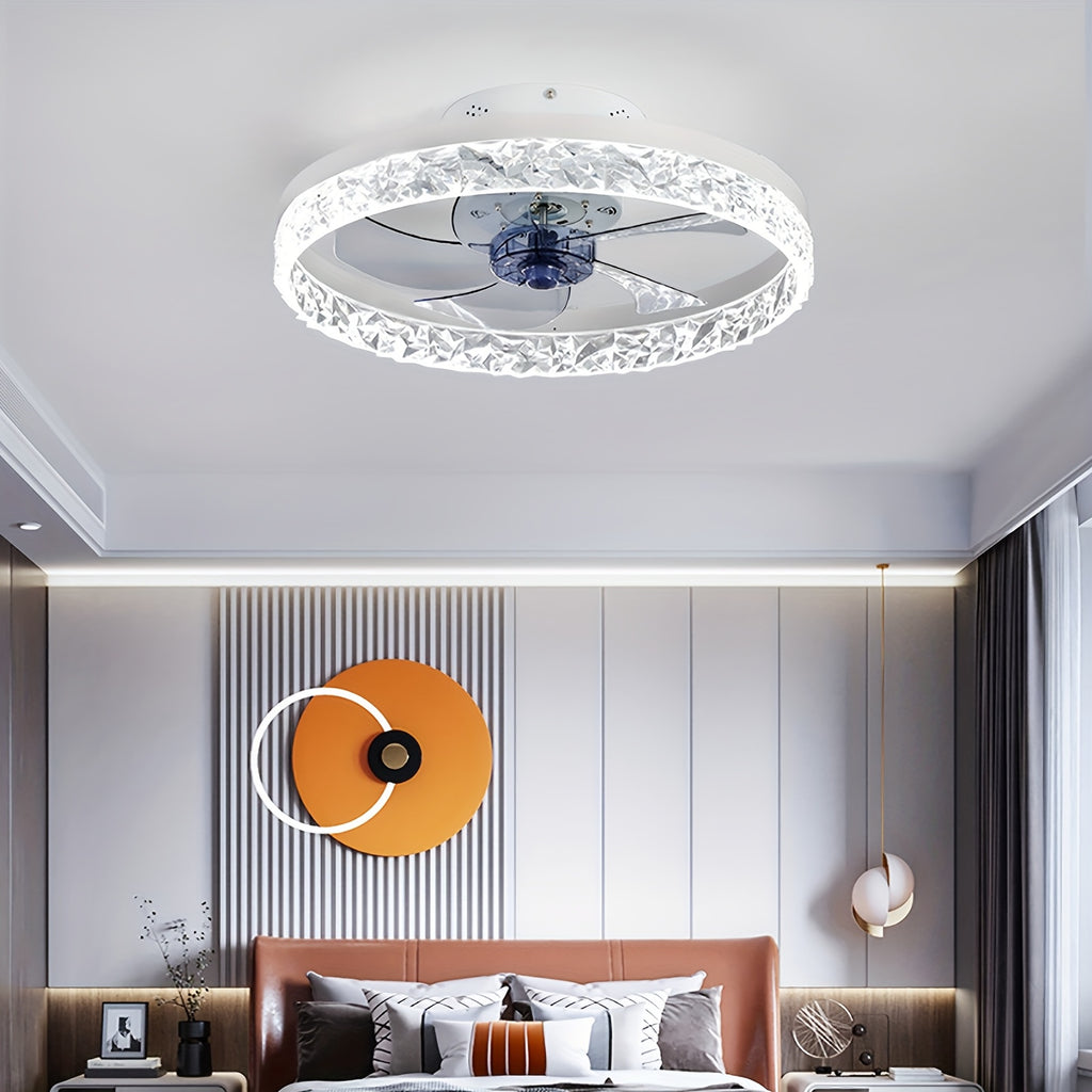 19.7 Inch Low Profile Flush Mount Ceiling Fan with Light, 3 Color Dimmable LED, 6 Speed Timer Remote Control, Reversible Motor Ceiling Lamp for Room & Bedroom Decor