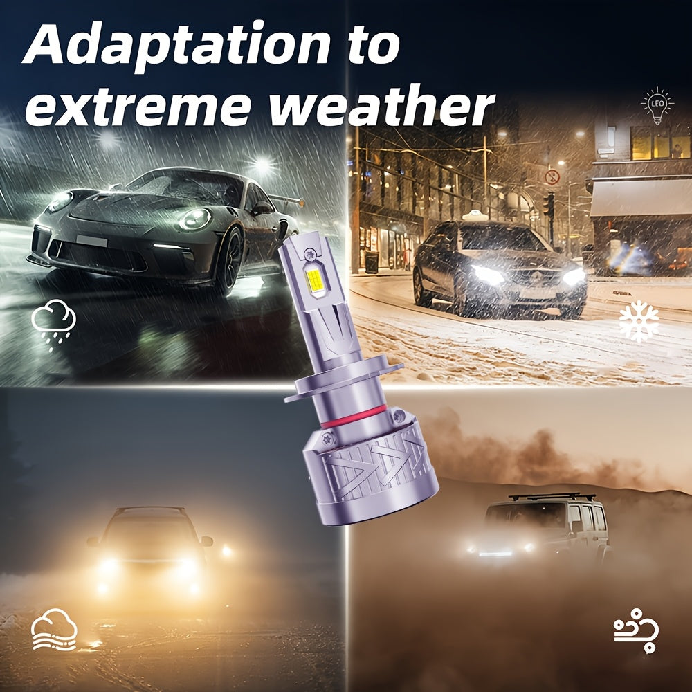 2-Pack LED Car Headlights, Compatible with H11/H7/H4/H1 Sockets, Corresponding to 9005/9006/9012 Specifications, 57000 Lumens Brightness, 6500K Cool White Light, 300W Power, Plug-and-Play