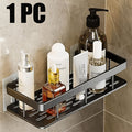 1/2/3-Piece Metal No-Drill Bathroom Shelf - Thickened & Easy Install, Wall Mount Storage Rack, Large Capacity Black-Silver Multi-Functional Holder for Bathroom & Toilet