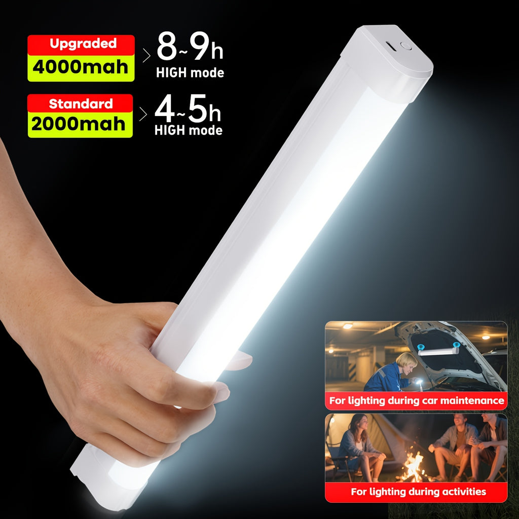 Rechargeable multi-functional light tube, large capacity battery, multiple dimming modes, stepless dimming, can be wall-mounted or handheld, suitable for indoor emergency, camping, stalls, car use, portable lighting, must-have for travel