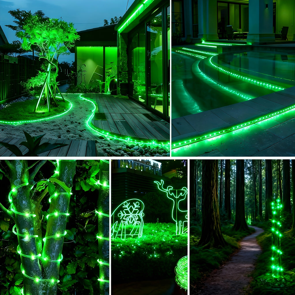 201/151/101/51 LED tube string lights | durable plastic flexible hose light, green, perfect for Valentine‘s Day decoration, home decoration, New Year‘s party, bedroom decoration, Christmas decoration and outdoor holiday lighting (IPX4)