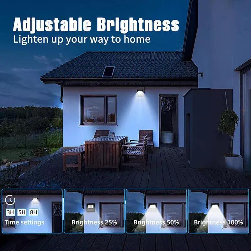 2-Pack Solar Floodlight 170LED Wall-Mounted Security Lighting Dusk to Dawn Automatic On/Off Solar Semi-Flush Mount Light Suitable for Yard, Courtyard, Garden, Cabin, Lodge, Porch