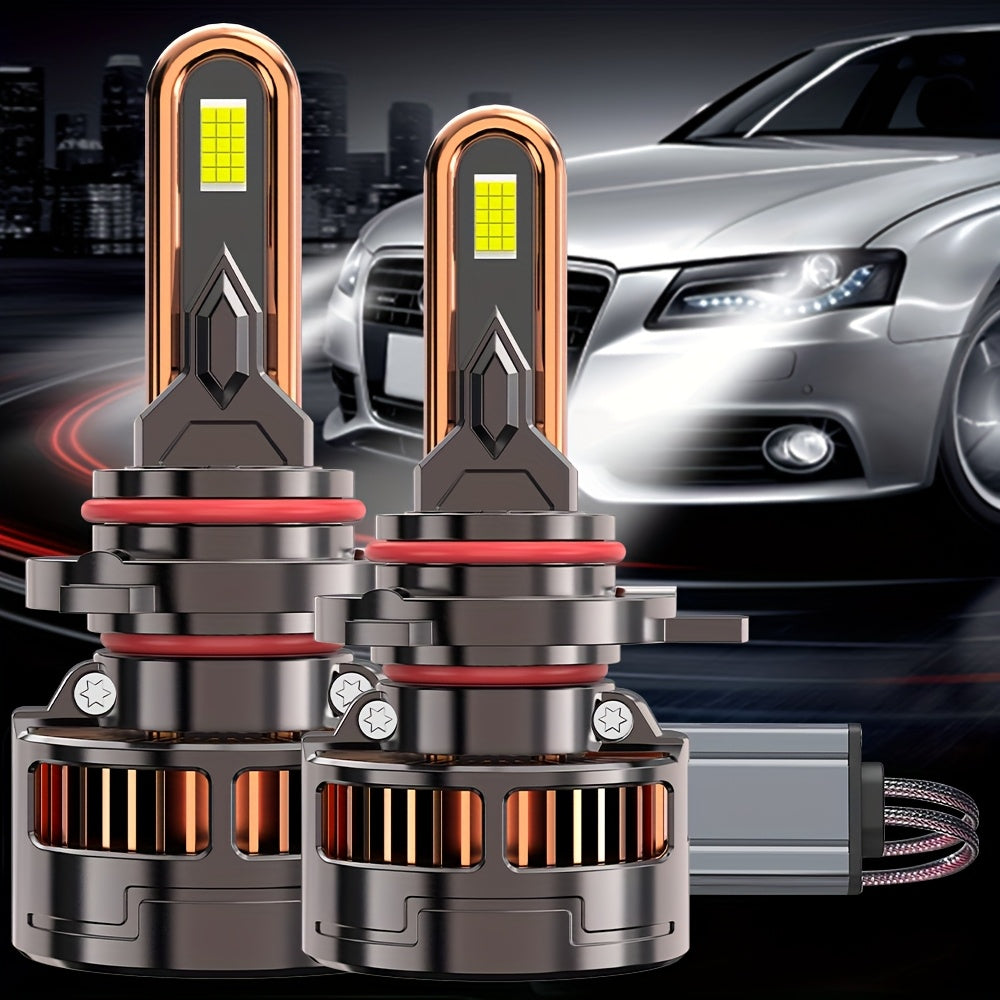 2Pcs LED Headlight Bulbs, 300W High Power, Compatible with H1, H4, 9003, HB2, H7, H18, H11, H9, H8 - 60,000 Lumens, 7500K Color Temperature, 9570 CSP Chip, 950% Brightness, Vehicle Lighting Upgrade, Durable LED Lights, 12V-24V Voltage