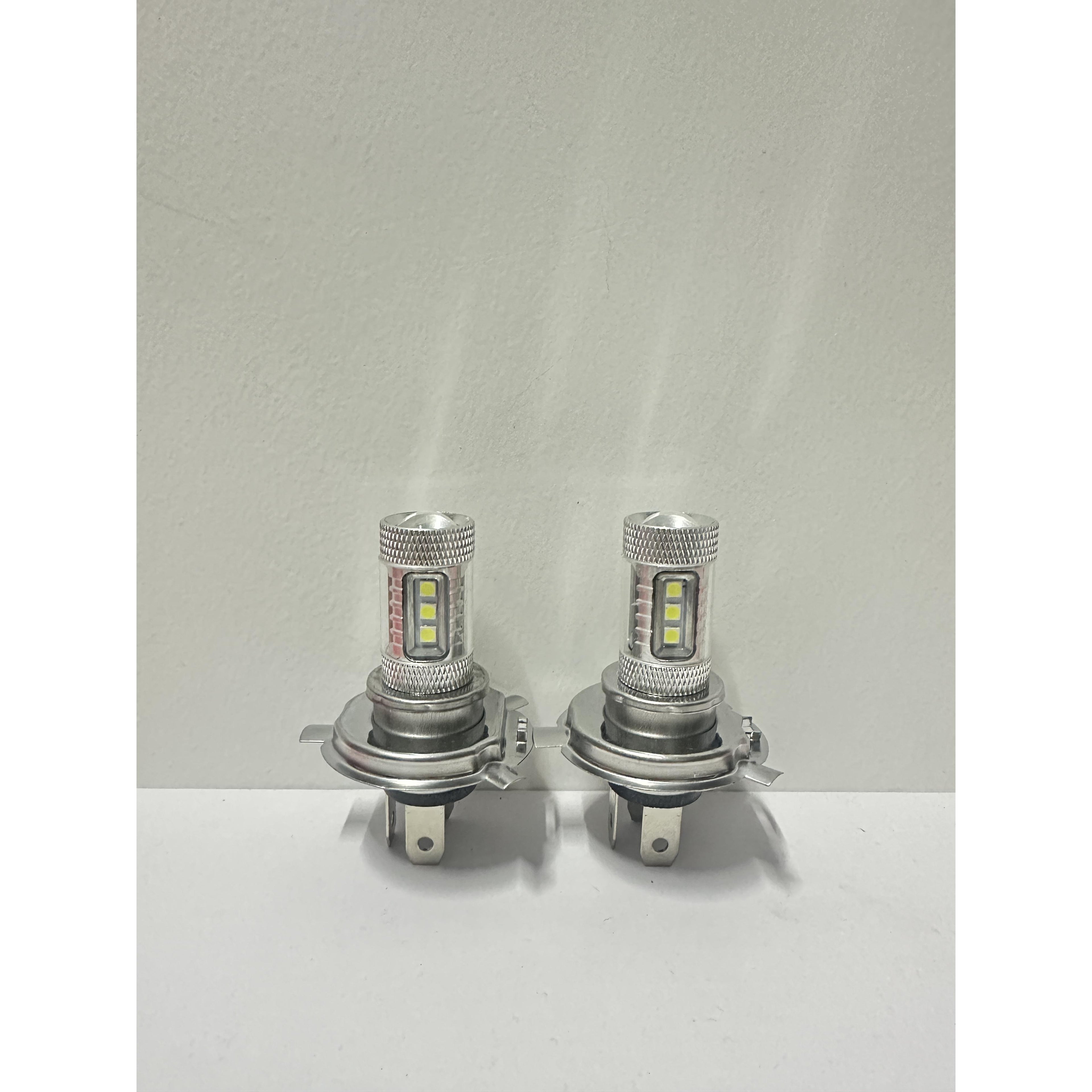 2-Pack H4 Super White LED Headlight Bulbs 6000-6500K 80W 12V-24V, Vehicle Lighting Upgrade, Stylish LED Design, Bright LED Light Output, No Battery Included