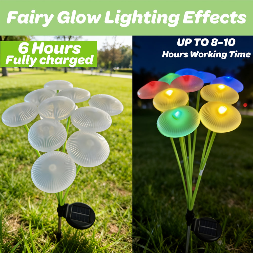 10/8/6LED Solar Jellyfish Mushroom Light, IP44 Garden Landscape Light, Outdoor Ground Insert Lawn Light, Courtyard Decorative Light, Festival Garden Decorative Light, Outdoor Pathway Light (Warm/Color Light)