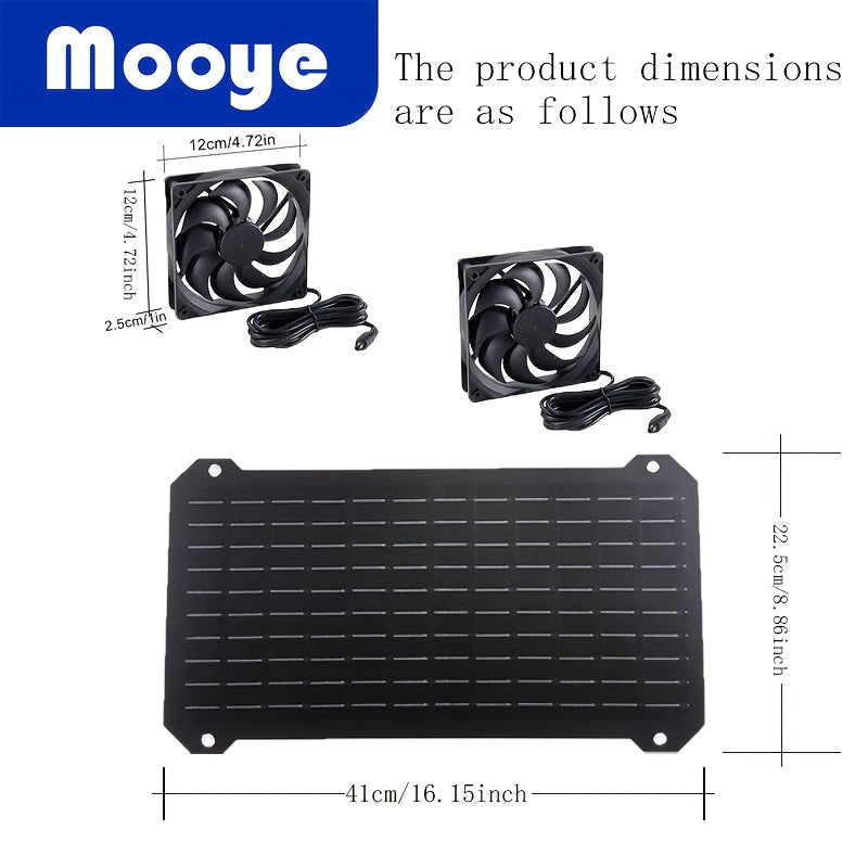 Mooye 1-Piece Solar Fan Kit for Chicken Coop and Pet House, 15W Solar Panel, Solar Powered, Ideal for Chicken Coop / Greenhouse / Shed Exhaust, Made of Insulated Material, Detachable PV Module, Easy Installation