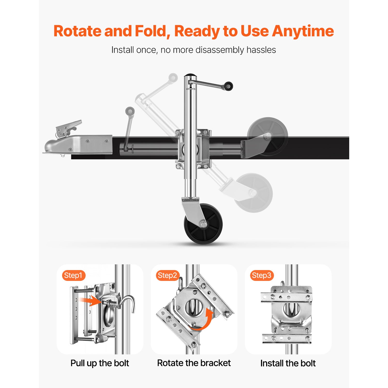 VEVOR Boat Trailer Crane Marine Heavy Duty Swivel Mount Tongue Crane 1000-2000 Lbs Load Capacity