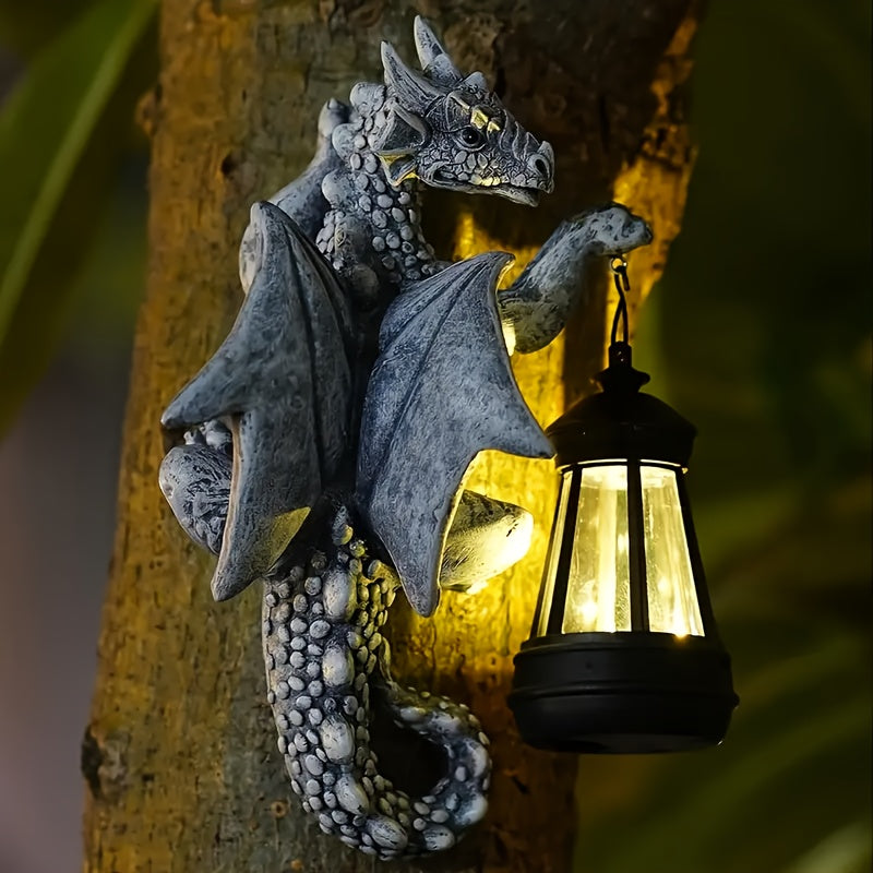 Dragon Statue Solar Outdoor Statue Garden Light, Dragon Shape Night Light, 9.25-Inch Outdoor Decorative Light, Can Be Mounted on Trees, Walls, Fences, Perfect Birthday, Housewarming Gift for Dragon Fans