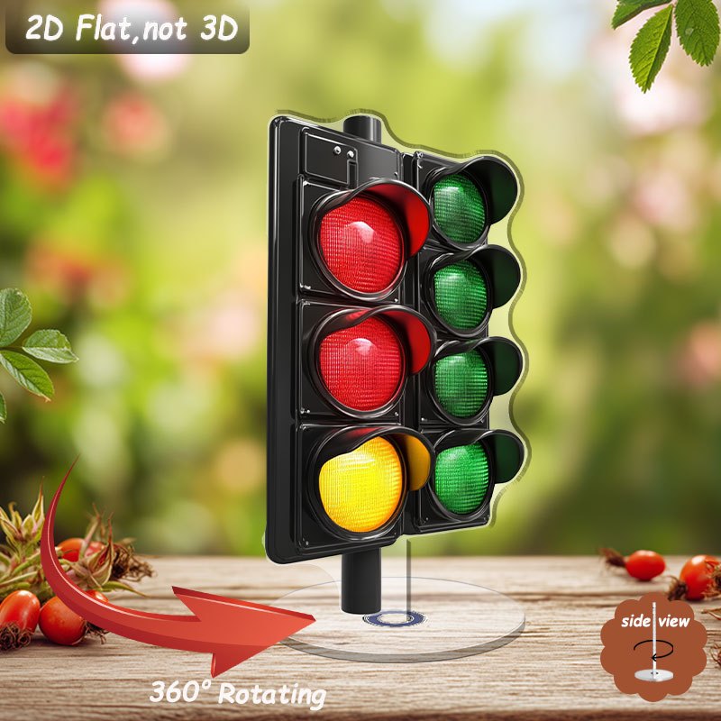 2D Rotating Traffic Light Desktop Ornament, Rotatable Acrylic City Model for Office & Festival Decoration, 2D Flat Design
