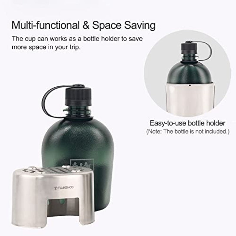 Military Canteen Cup Holder, Stainless Steel Wood Stove for Outdoor Camping, Hiking, Picnic, BBQ Stove Stand