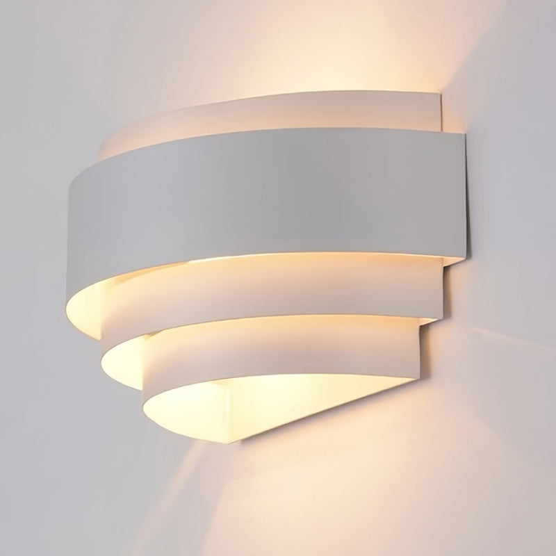 Modern Wall Light, White Crescent Moon Shaped Metal Wall Light, Suitable for Stairs, Hallways, Home Theater, Bedroom, Hotel, Restaurant, E26 Socket - Bulb Not Included