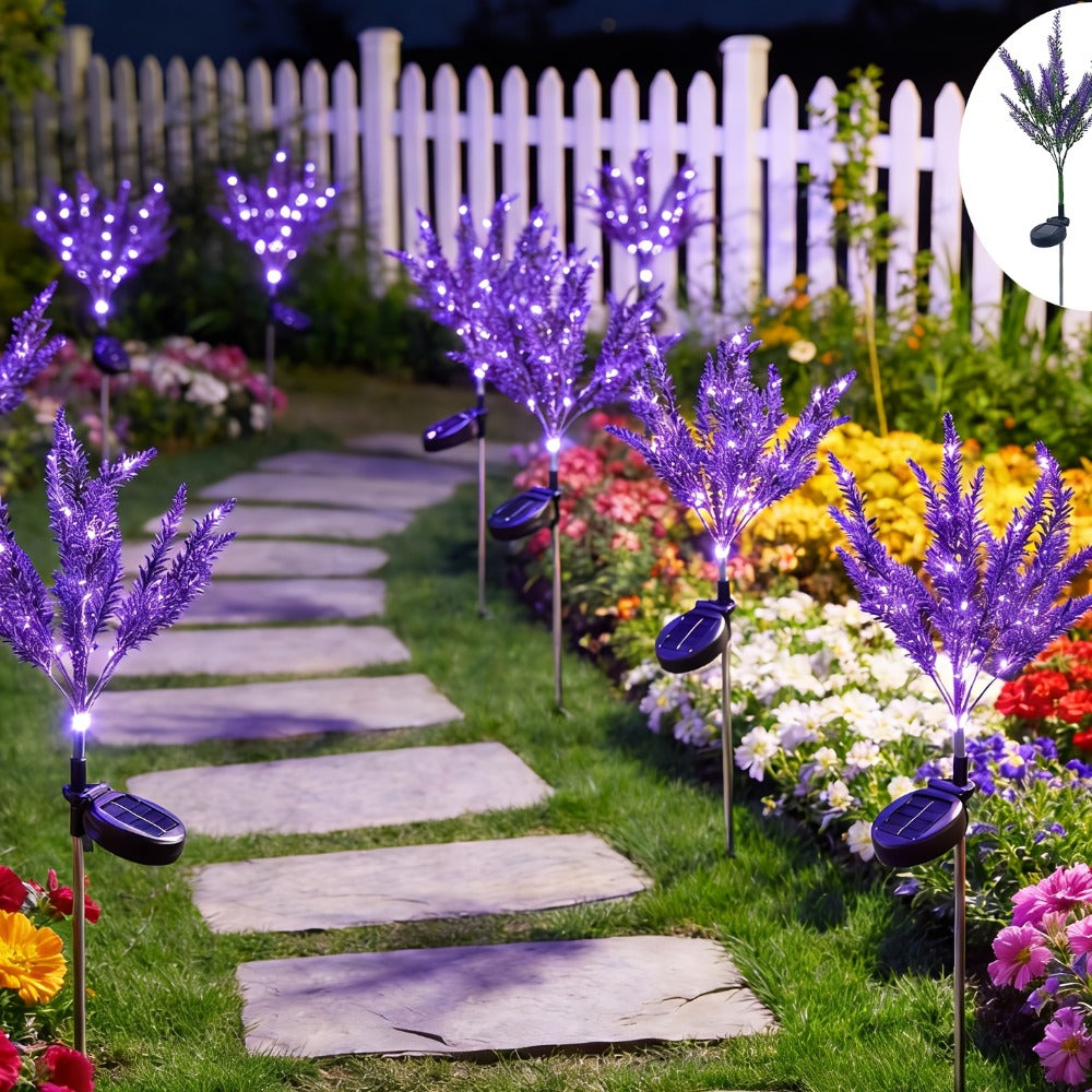 1 Pack Solar LED Lavender Garden Light with 7 Artificial Flowers, Outdoor Decorative Light, New Rural Plant Flower Light, Perfect for Pathways, Lawns, Backyards – Auto On/Off Landscape Lighting, Solar Christmas