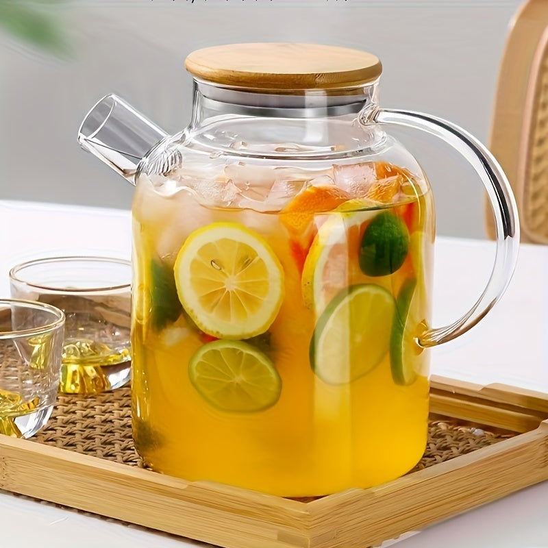 Clear Glass Teapot with Filter – Reusable, Microwave Safe, Lead-Free – Round Design, Perfect for Fruit Tea, Juice & Beverages – Recyclable, Heat Resistant – Ideal Gift for Christmas, Halloween, Easter, Hanukkah, Thanksgiving – No Pattern, Hand Wash Only
