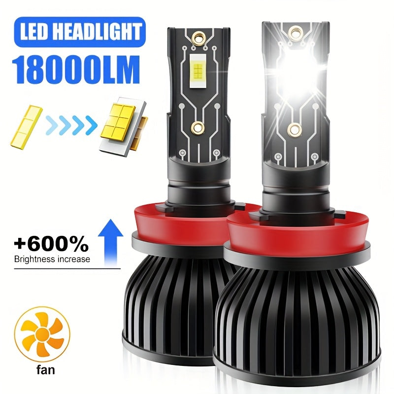 2-Pack H11 H4 H7 H1 LED Light Kit, Fog Light Kit, 6500K White Light, Air-Cooled Heat Dissipation, Easy Installation, 600% Brightness
