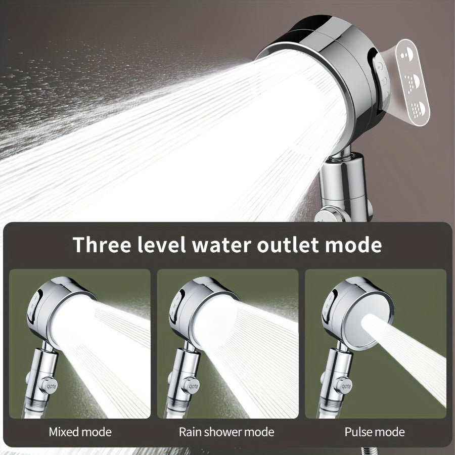 1pc High Pressure Filtered Shower Head - 3-Speed Adjustable Super Powerful Booster for Home Shower, Adjustable Angle Shower Head, Bathroom Accessory