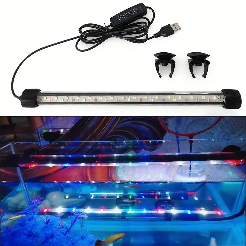1 LED aquarium light, 7.09-inch to 22.83-inch ambiance fish tank light tube, USB aquarium light – adjustable brightness, multiple lighting modes – suitable for freshwater/saltwater aquarium decoration and lighting, aquatic plant landscape
