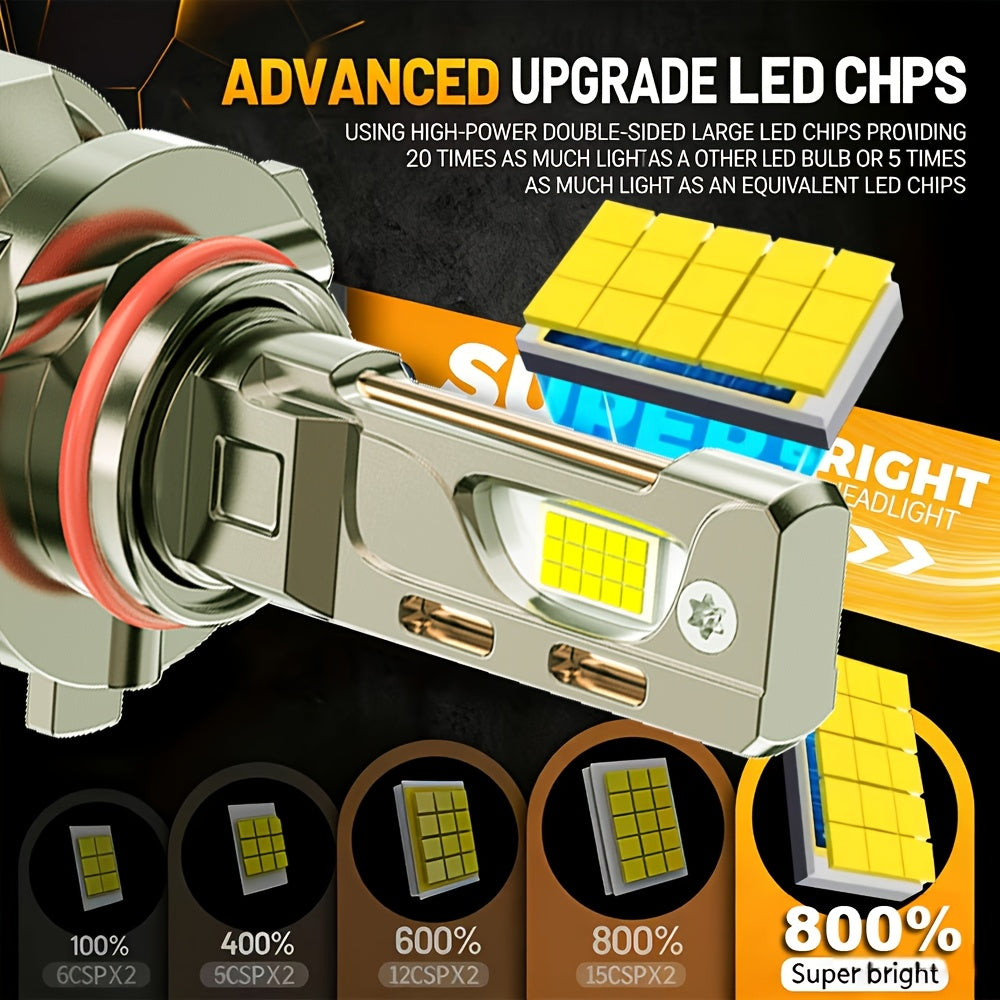 2-Pack 300W Car Headlight Bulbs H4 H7 LED Canbus H1 H8 H11 9005 HB3 9006 HB4 9012 Universal LED Bulbs Car Front Headlight Fog Light 6500K 12V/24V Fits Models 9007/9008-BA37