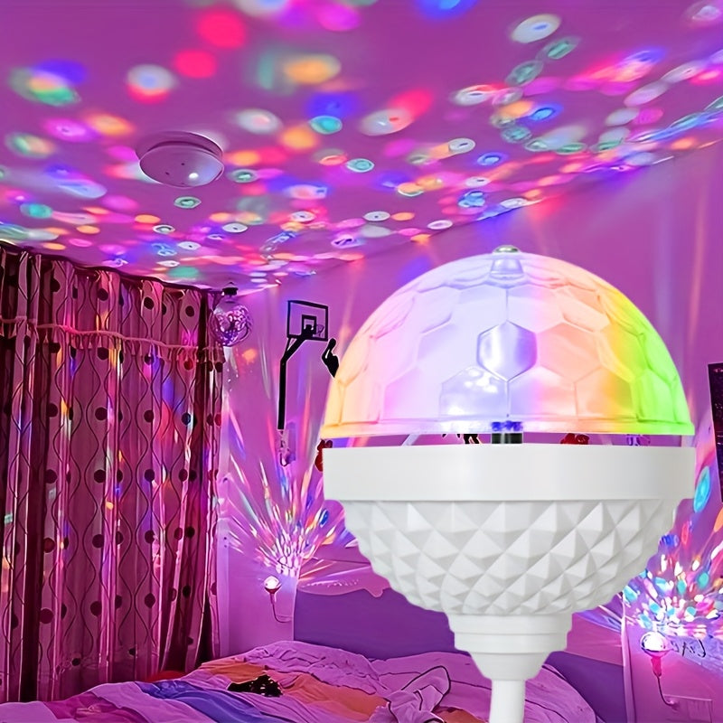 USB供电-彩色旋转魔球灯 360°可旋转方向7色旋转灯迪斯科舞厅灯酒吧卧室家用KTV闪光灯家庭派对舞台灯 用RGB LED舞台灯在家打造魔幻舞会！