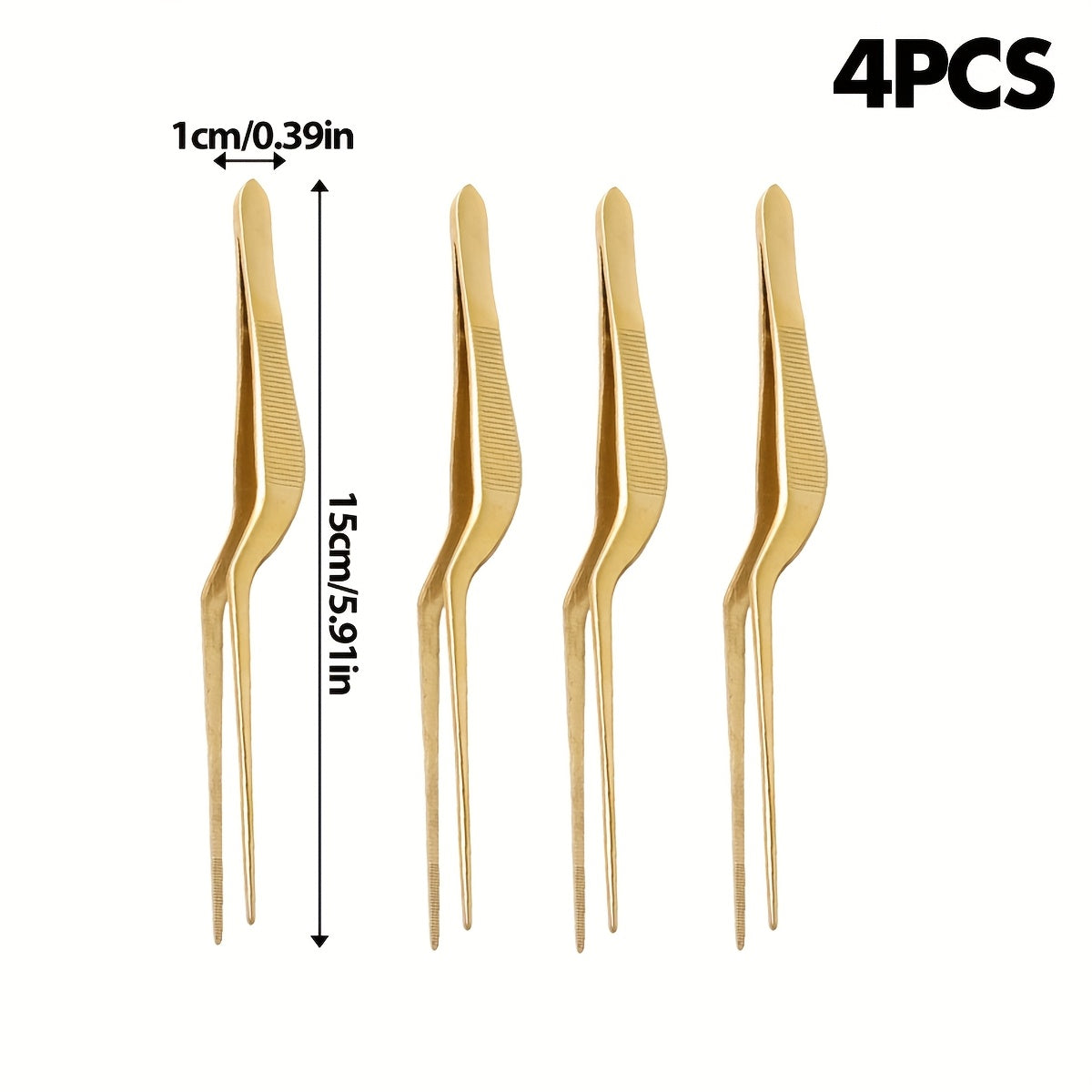 1PC/4PCS Cake Decorating Tweezers, 430 Stainless Steel Molecular Cuisine Plating Tongs, Chef Kitchen Plating Decor Tools
