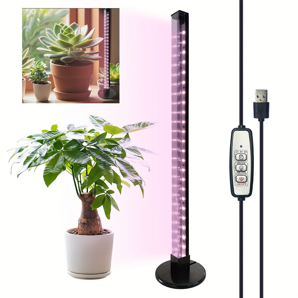 Indoor Full Spectrum Plant Grow Light, USB Desktop Plant Supplement Light, 2/4/8H Auto Timer, Dimmable Brightness, Ideal for Succulents and Small Plants