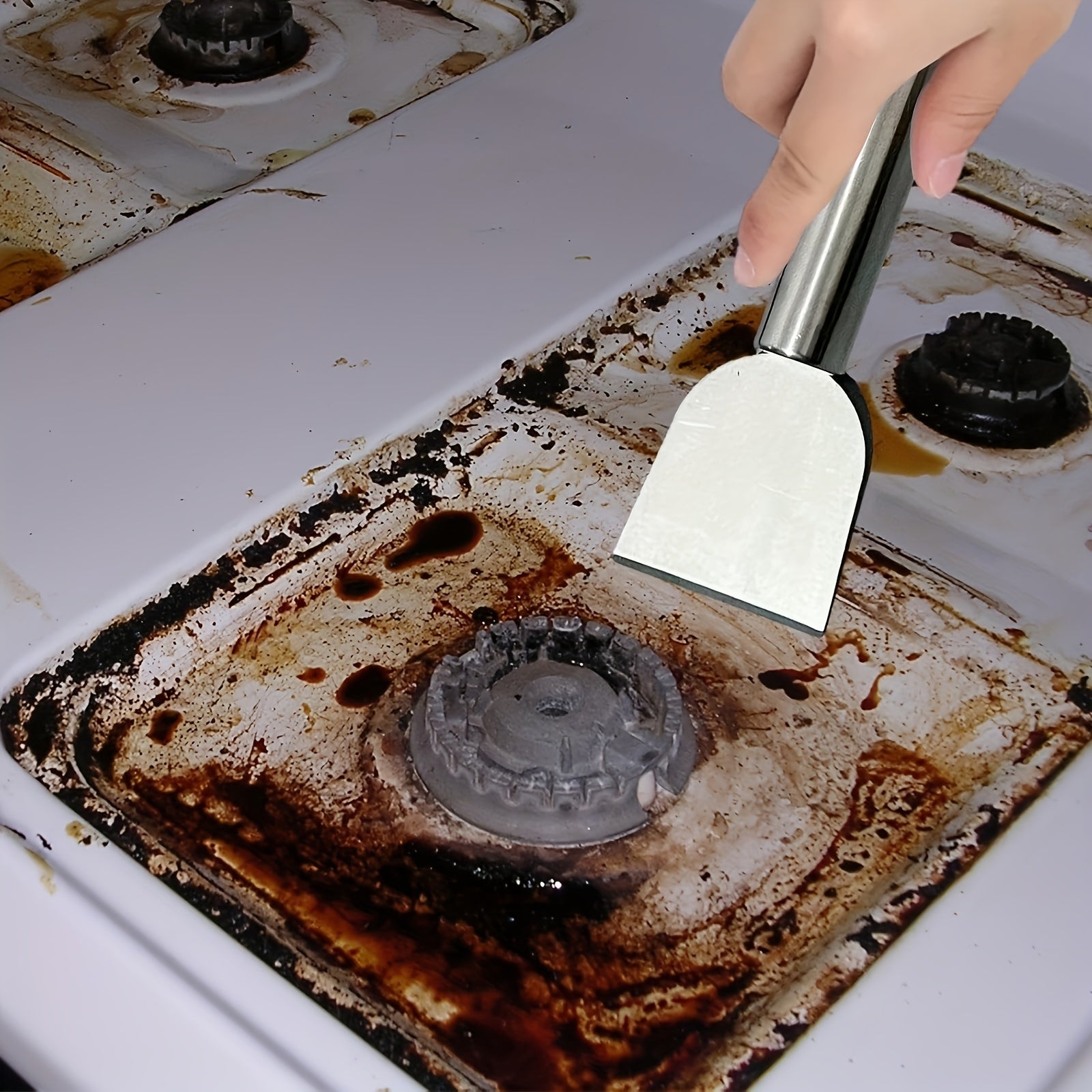 One Heavy-Duty Metal Scraper - Multi-Purpose Kitchen Cleaning Tool, Stubborn Stain & Frost Removal Scraper, Ideal for Fridge, Stove & Floor Cleaning
