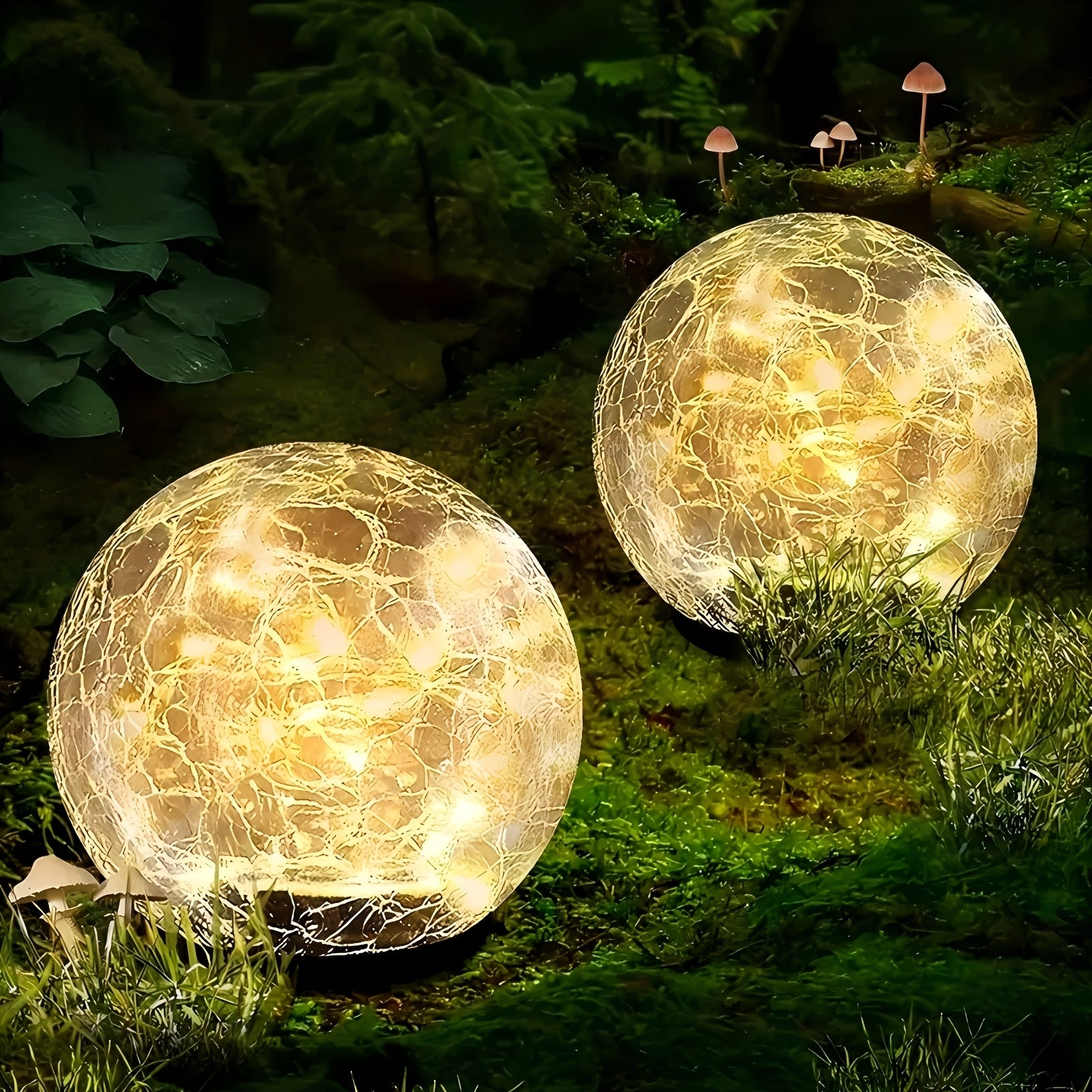 Garden Solar Light, Cracked Glass Globe LED Outdoor Decorative Light, IP44 Waterproof, Perfect for Patio, Lawn and Courtyard, Smart Light Sensor