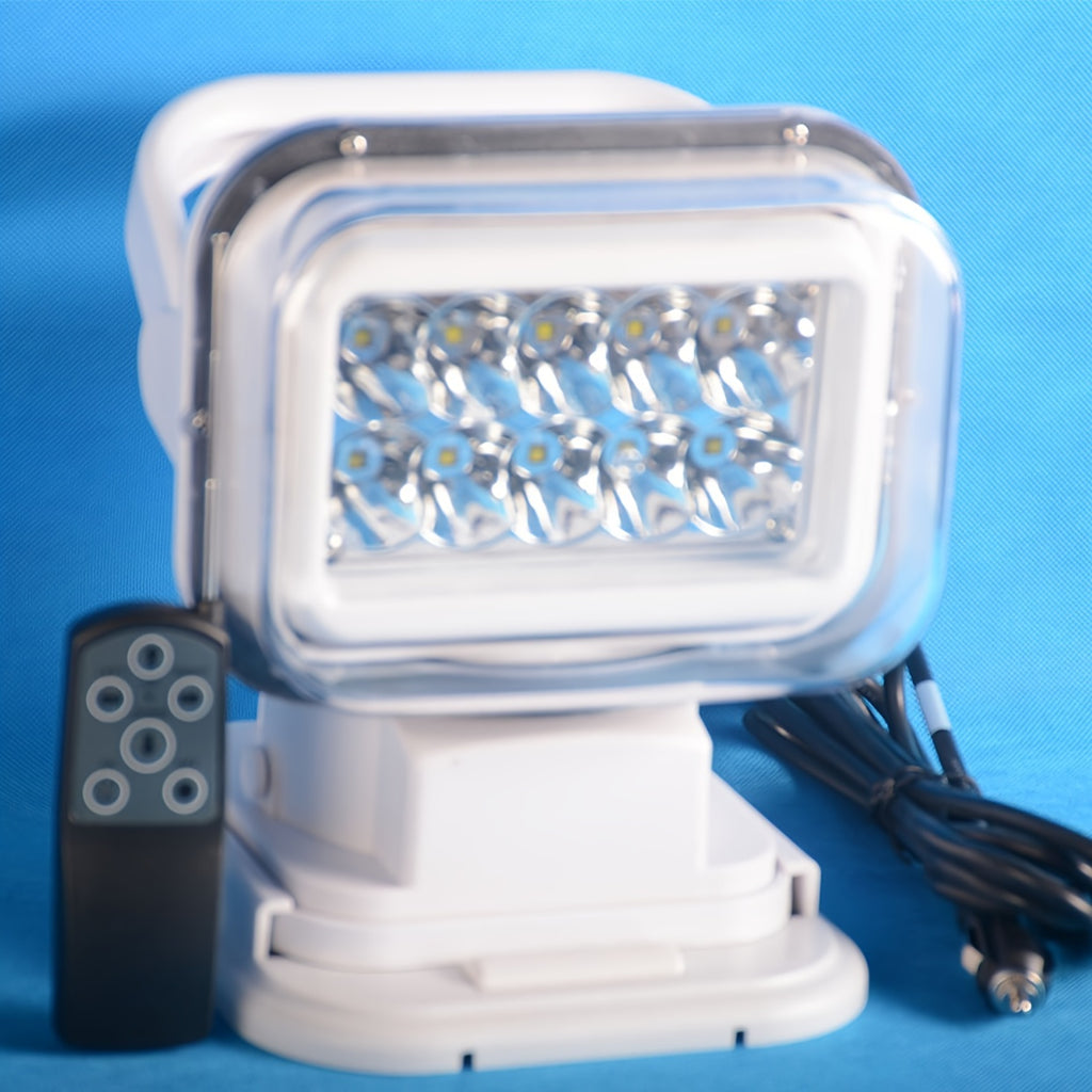 LED searchlight 7 inch 50W white with reflector cup 360-degree rotation remote control 9-32V LED work light rally driving light vehicle light outdoor light hunting SUV ATV 4wd truck boat fishing camping exploration lighting