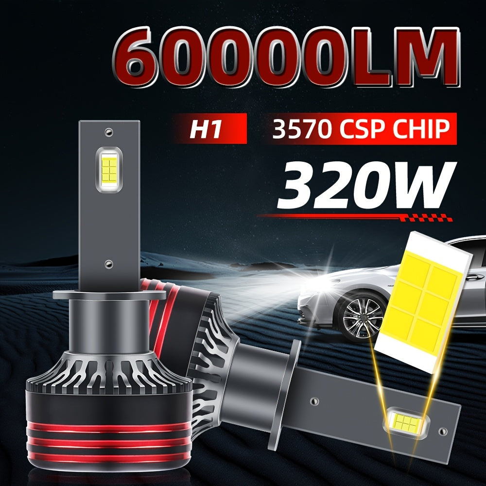2-Pack H4 H7 9005 9006 H11 H1 H13 High/Low Beam LED Car Headlights, 1000% Super Bright, Canbus External Driver, 320W High Power Bulbs 60000LM, Long Life Fast Cooling Fan