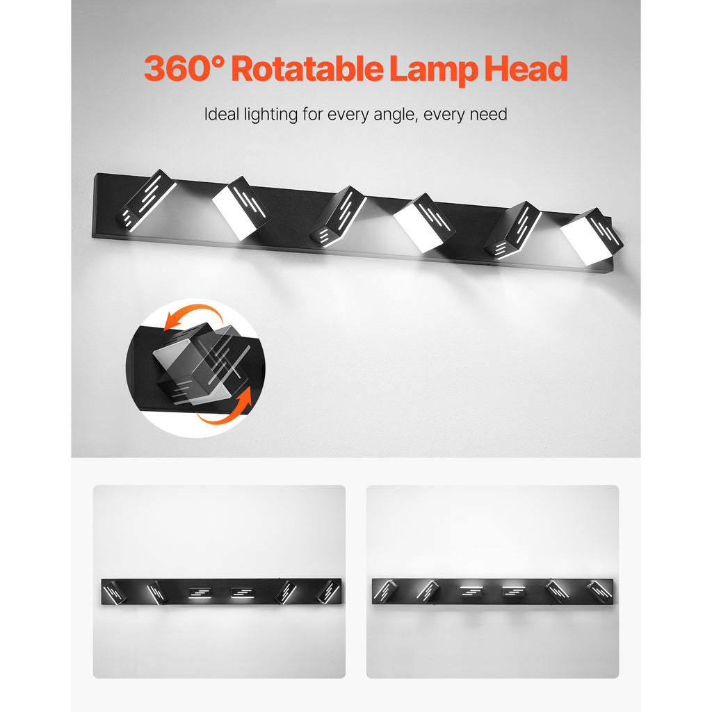 VEVOR 3/4/5/6-Light LED Modern Bathroom Wall Lamp 19.69/25.6/33.5/40.2-Inch Wall Light