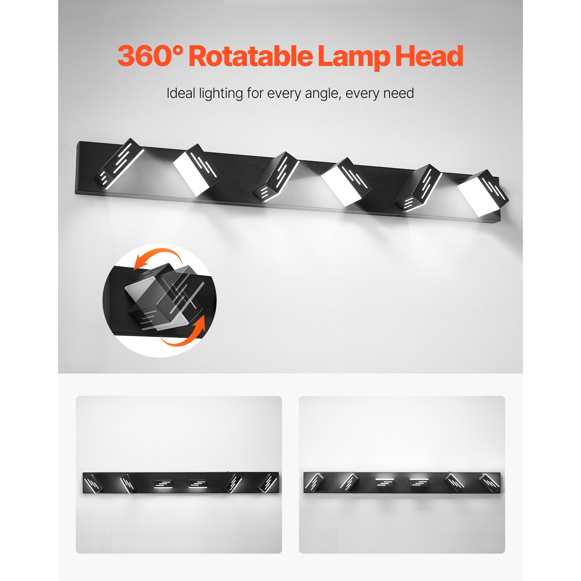 VEVOR 3/4/5/6-Light LED Modern Bathroom Wall Lamp 19.69/25.6/33.5/40.2-Inch Wall Light