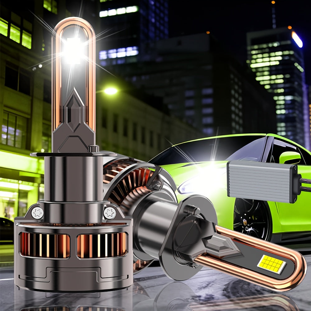 2-Pack H1 H4 H7 H11 9005 9006 9012 LED Car Headlights, 9570 CSP Chip White Light Technology, 56500 Lumens (340W) Brightness, High/Low Beam Integrated, Fast Heat Dissipation, Suitable for Various Environments, Plug-and-Play