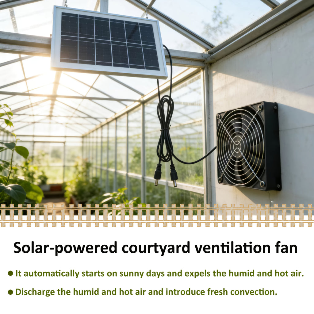 15W Portable Solar Panel with Fan | Solar Panel and Portable Cooling Fan Combo, PV Solar Panel Kit, Suitable for Greenhouse & Pet Ventilation, Outdoor Camping and Home Use | Solar Powered Fan