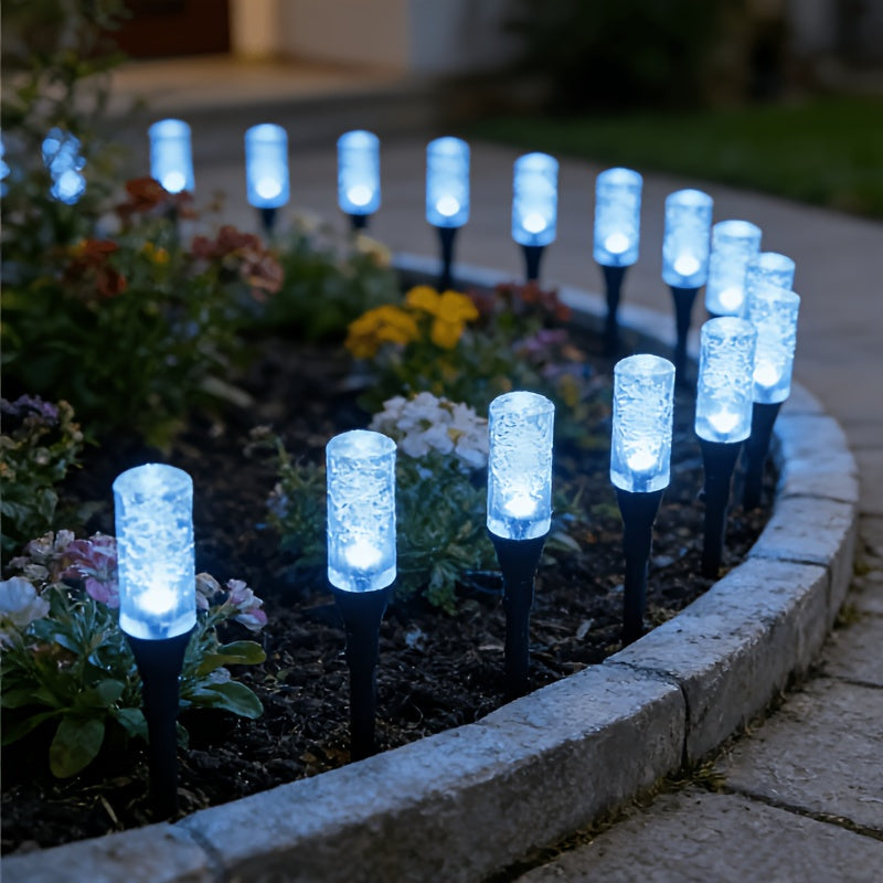 18-Piece Outdoor Solar Light, Colorful LED Ice Silk Garden Ground Insert Light, IP54 Waterproof Rating, Warm Light Landscape Lighting, Suitable for Courtyard, Lawn, Patio, Walkway, Fence and Party Decoration (Warm Light / White Light / RGB)