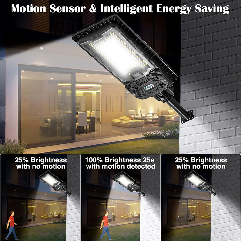1 Solar Street Light, LED Solar Parking Lot Street Light (Dusk to Dawn), Commercial Area Lighting Solar Floodlight (Wide Angle Motion Sensor and Remote Control)