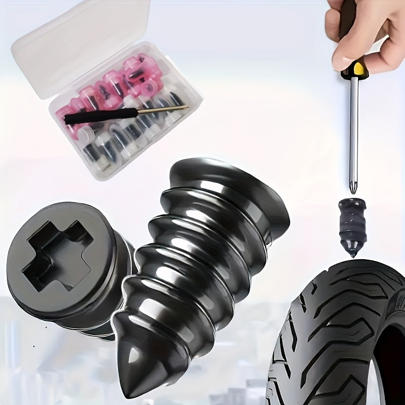 11-Piece Vacuum Tire Repair Nail Set: Includes 10 Repair Nails and 1 Screwdriver, for Quick Tire Repair for Cars, Motorcycles, Trucks & Bicycles. This Portable & Durable Tire Repair Patch is an Essential Roadside Emergency Tool