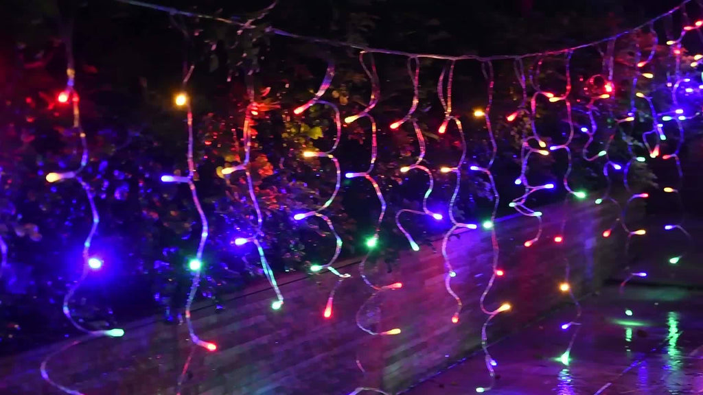 圣诞灯户外装饰400/640/1280 LED灯泡8种模式窗帘仙女串灯，IP44，透明线LED串灯装饰婚礼派对节日圣诞装饰冷白/暖色/彩色, 圣诞树装饰品,圣诞户外庭院装饰