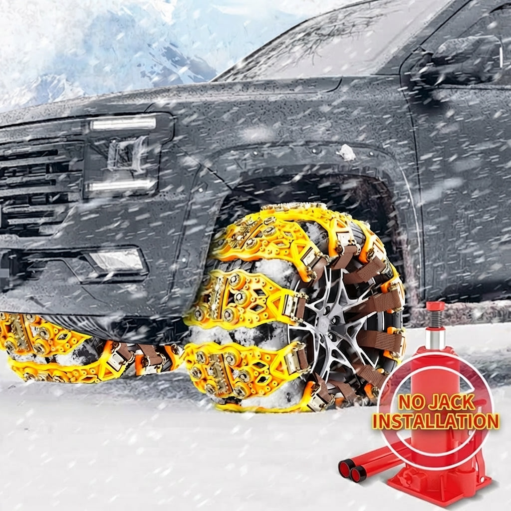 10-Pack Universal Anti-Skid Car Snow Chains – Traction Nails, Anti-Side-Slip, Easy to Install & Remove, All-Season Snow Tire Chains for Snow, Ice, Mud & Sand, Compatible with 4x4, Trailer, ATV, UTV, SUV, Truck, Pickup Tires, Width 165mm-265mm