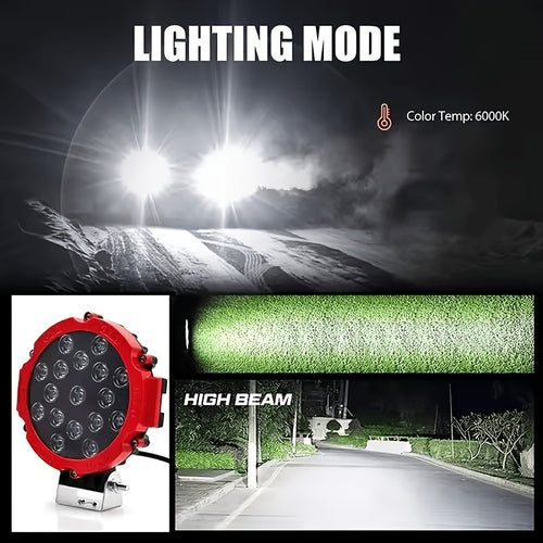 12V/24V high brightness LED off-road 4WD searchlight, car headlight, work lighting lamp, suitable for jeep, truck and automotive work light accessories