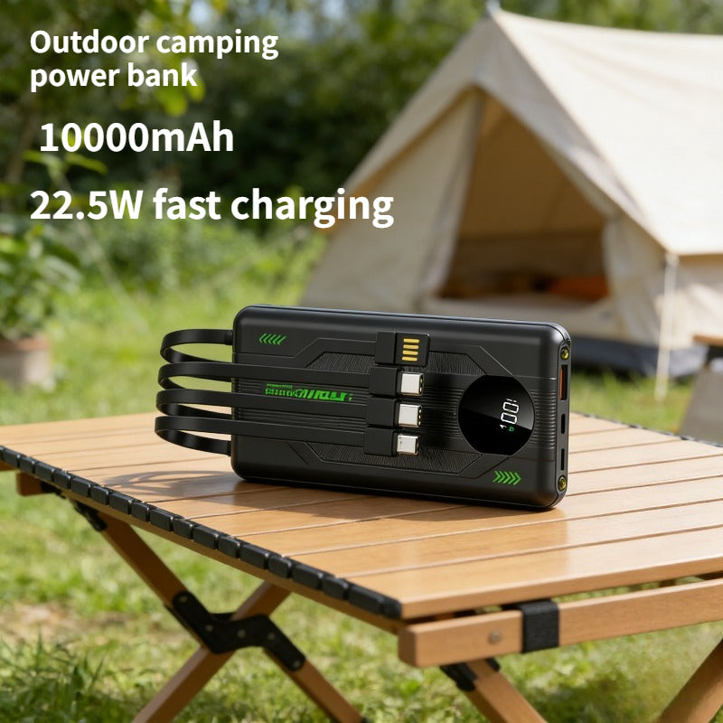 10000mAh Portable Large-Capacity Power Bank | 22.5W Fast Charging, Built-in Digital Display, Multiple USB Cables, Flashlight, Outdoor Emergency Power Supply, Ideal Gift for Friends and Relatives