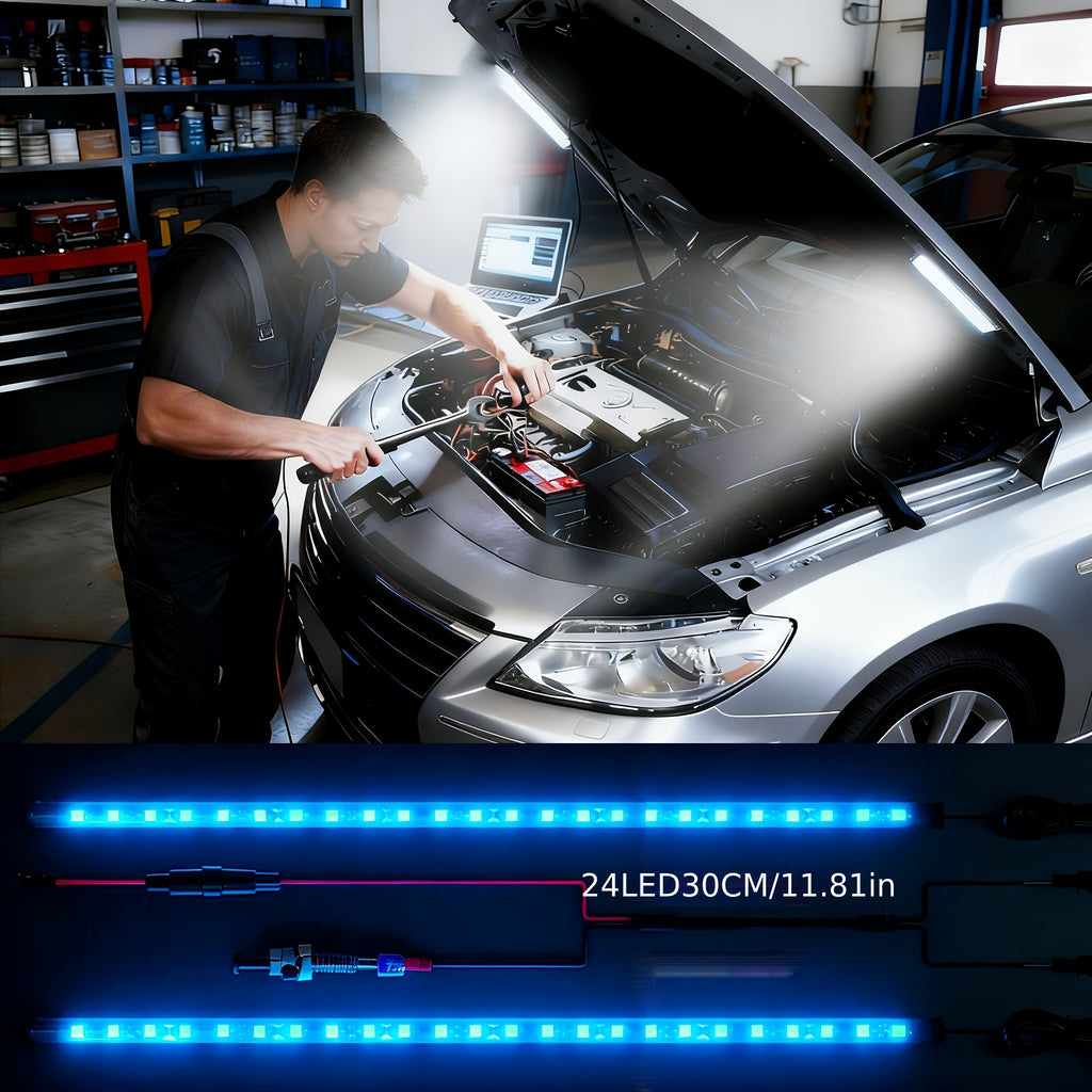 引擎盖 LED 灯套件,炫酷高亮 24LED 汽车灯条汽车引擎盖工作灯条装饰灯汽车氛围灯-通用适合任何车辆(白色,30cm/11.47英寸) 卡车用的 LED 灯