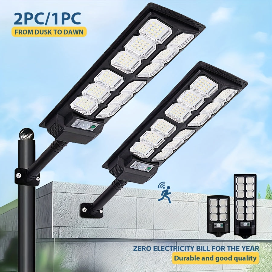 2 Pack / 1 Pack - Super Bright LED Solar Street Light, Outdoor Wall Lighting, Wide Angle Courtyard Light, with Motion Sensor and Remote Control Wall Light - Ideal for Commercial Streets, Parking Lots, Courtyards, Gardens, Garages, Farms