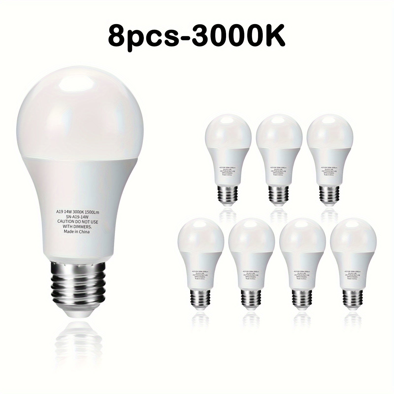 Factory direct source, available for US, Canada, Japan, working voltage drop-down page insufficient, 8-pack daylight/warm white bulbs 8pcs A19 14W LED Light Bulbs, 100W Equivalent, 1500 Lumens CRI 90+ Daylight 5000K / Warm White 3000K
