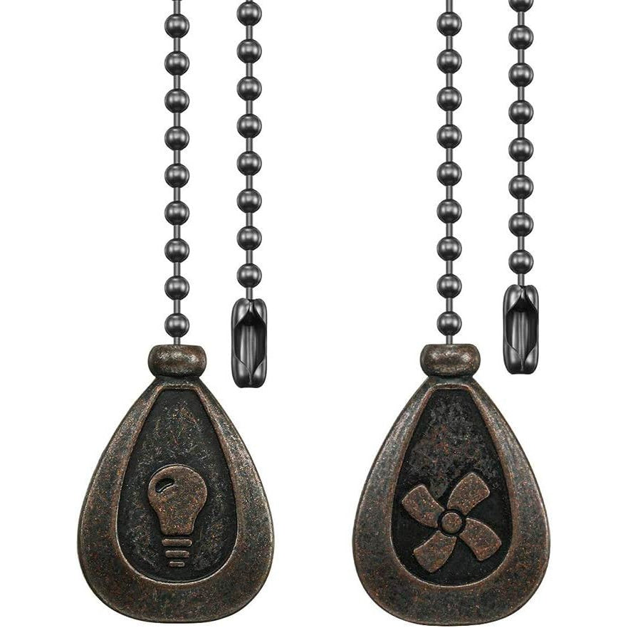 Ceiling Fan Pull Chain Set, Decorative Extended Pull Chain Pendant, 12 Inch Beaded Ball Pull Chain Extender with Connector for Light & Fan, 2-Pack
