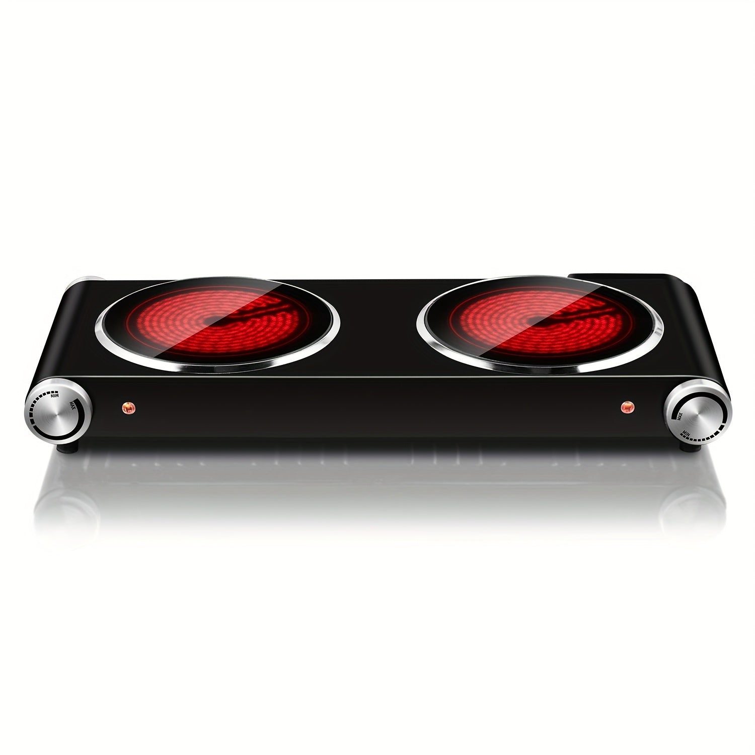 Tech 900W+900W Infrared Electric Hot Plate with Adjustable Temperature Control, Easy-Clean Surface & Power Indicator Light