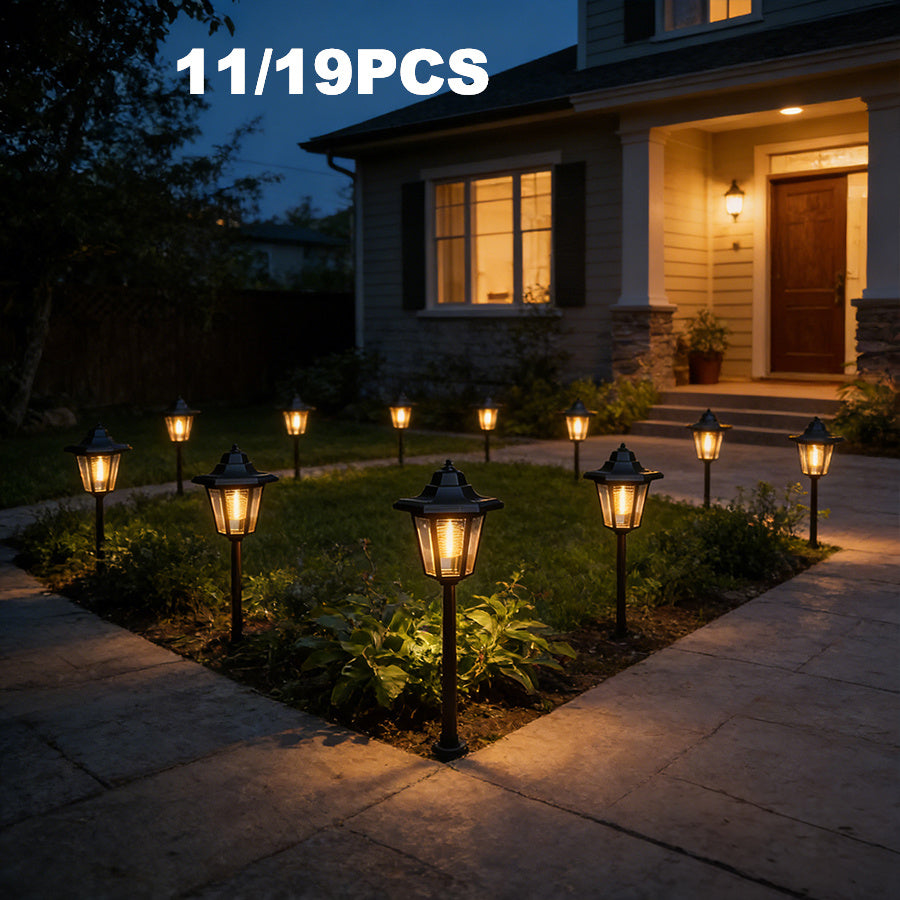 11/19-Piece Solar Hexagonal Walkway Outdoor Deck Light, LED Bulb Solar Sidewalk Christmas Halloween Decorative Light, Landscape Light Suitable for Garden, Lawn, Path, Courtyard, IP65, Christmas Halloween Thanksgiving