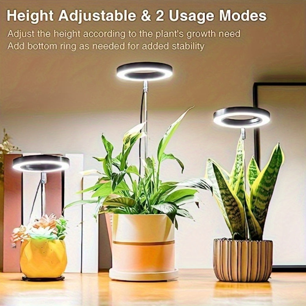 1个装 全光谱 LED 植物生长灯，适用于室内植物，高度可调节，带自动定时器和4种亮度级别可调光 - 低电压操作（低于36V）植物灯，适用于迷你盆景、香草、多肉植物、幼苗