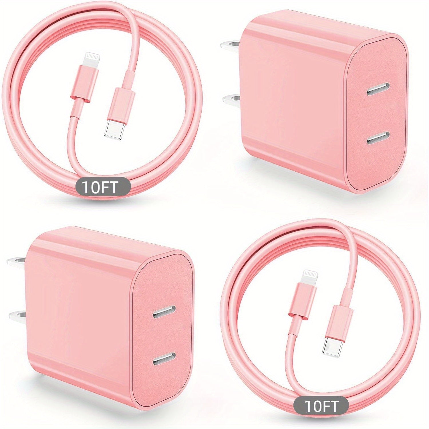 2Pack Color Quick Charger for iPhone Charger Fast Charging, 40W Dual USB C Wall Charger with 10ft Type C to Lightning Cord Fast Charging Cable for iPhone 13/ 14/ 12 Pro Max Plus/ 11, iPad, Fast Chargers for Multiple Devices, Cellphone Charger, Fast Charge